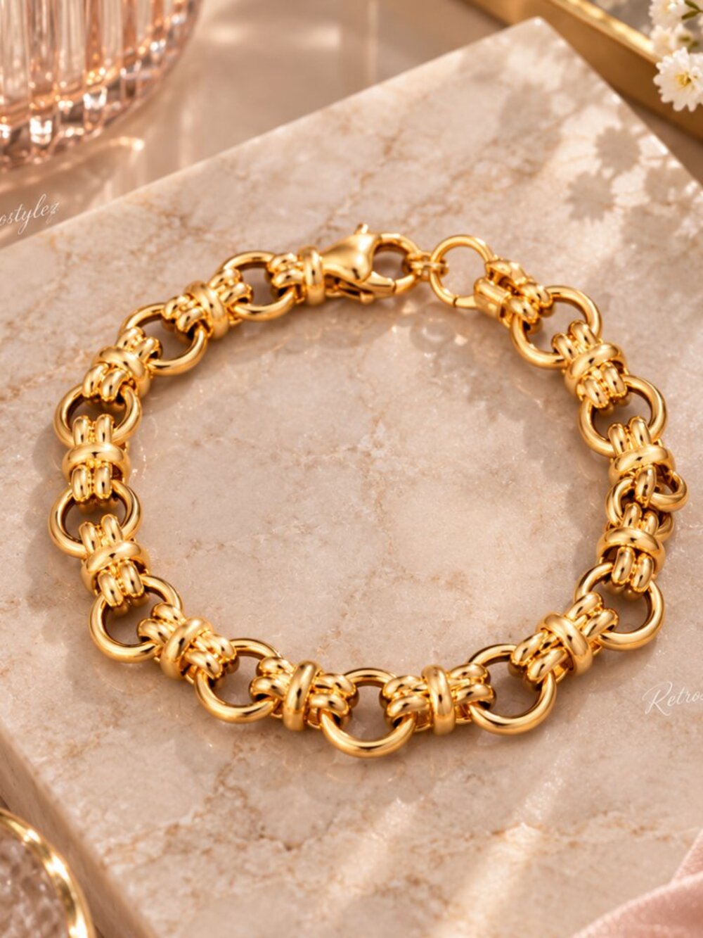 8" Womens 14K Gold Chain Link Style Bracelet 14 Karat Silver Jewelry NEW 8 inch